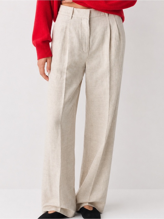 Wilfred Pants - Wilfred Aritzia Effortless Linen Wide Leg Pants Natural Beige Size 2